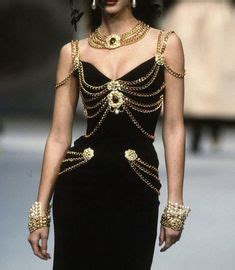 90s versace dress gold chains